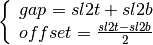 \[ \left\{ \begin{array}{l} gap=sl2t+sl2b\\ offset=\frac{sl2t-sl2b}{2}\end{array}\right.\]